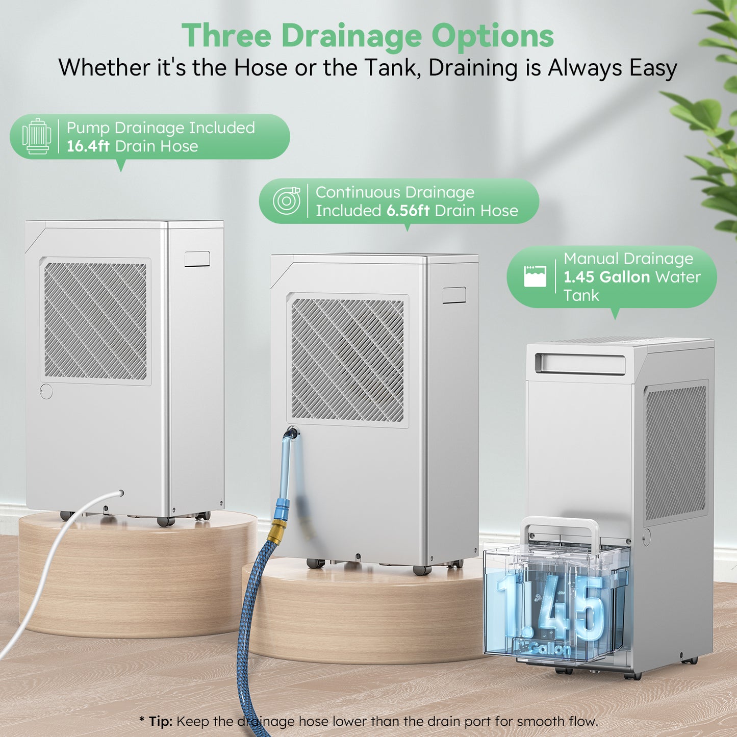 DECIUU 5000 Sq.Ft Energy Star Most Efficient 2024 Dehumidifier with Pump,Max 100 Pint (Standard 70 Pint) Dehumidifier for Basement with Drain Hose,Intelligent Humidity Control for Home Bathroom Garage Bedroom