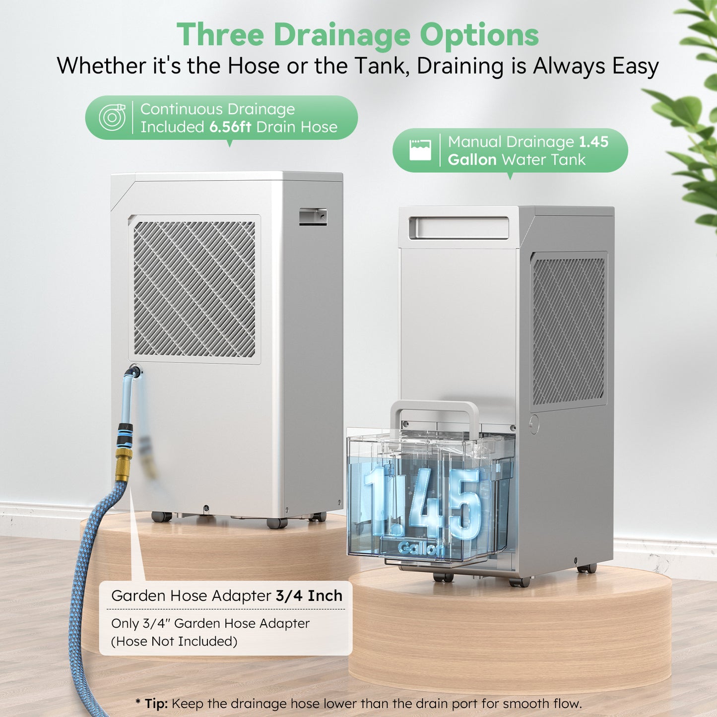 DECIUU 5000 Sq.Ft Energy Star Most Efficient 2024 Dehumidifier,Max 100 Pint (Standard 70 Pint)  Dehumidifier for Basement with Drain Hose,Intelligent Humidity Control for Home  Bathroom Garage Bedroom